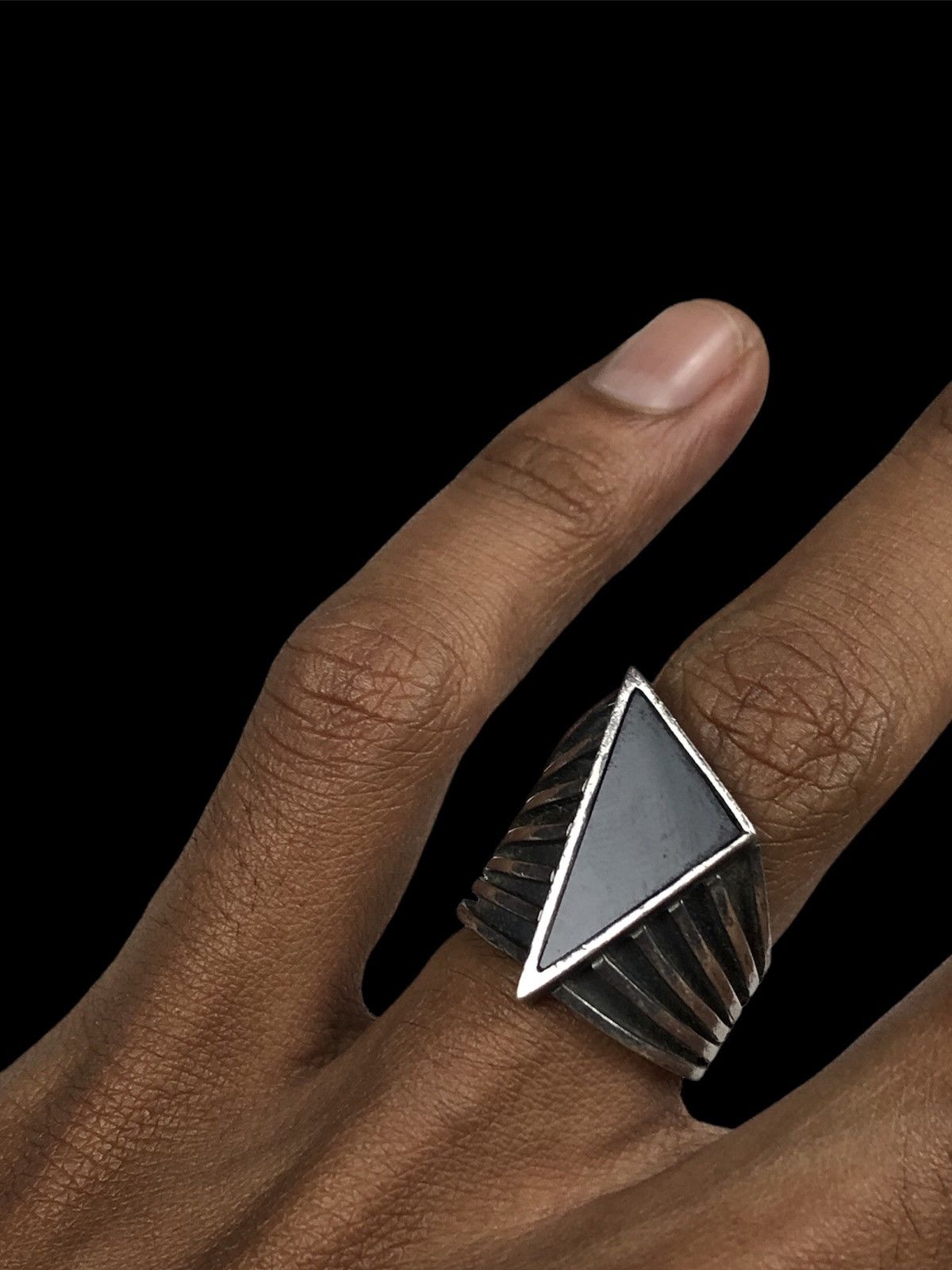 Jewelry Vintage Triangle Crystal Silver Ring Size ONE SIZE - 7 Thumbnail