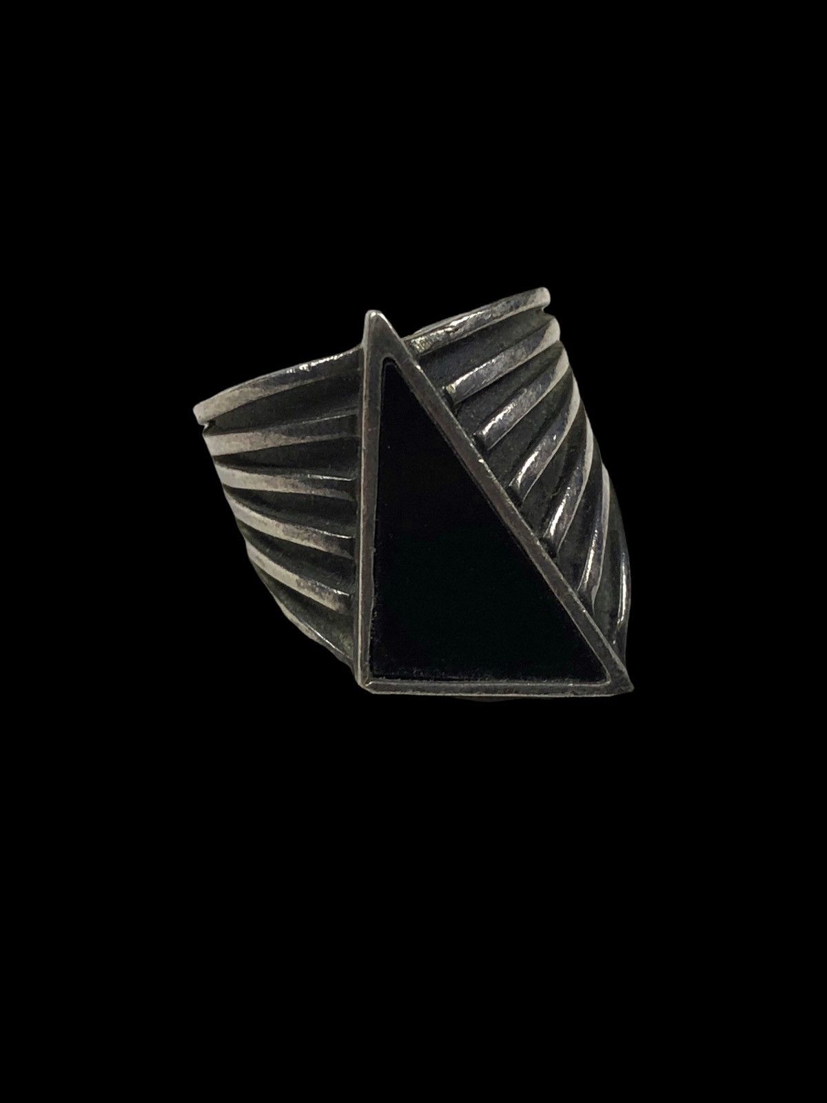 Jewelry Vintage Triangle Crystal Silver Ring Size ONE SIZE - 4 Thumbnail