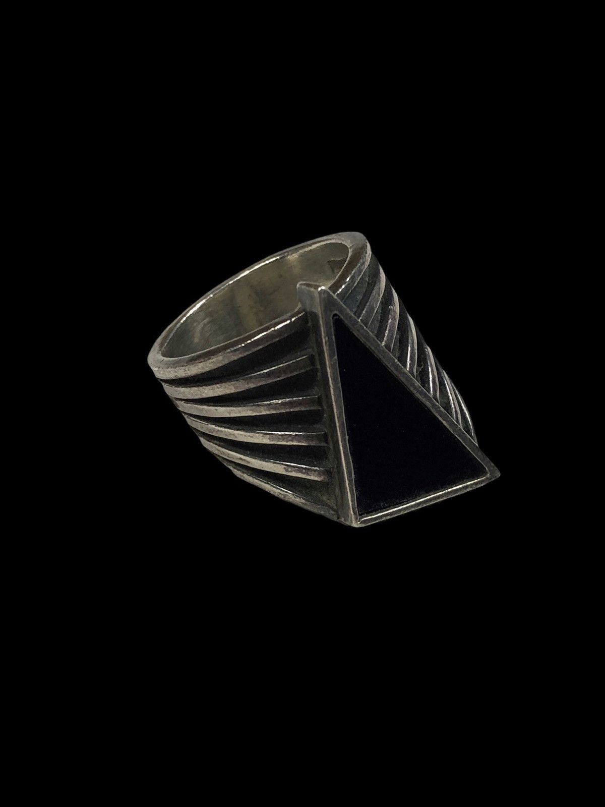 Jewelry Vintage Triangle Crystal Silver Ring Size ONE SIZE - 1 Thumbnail