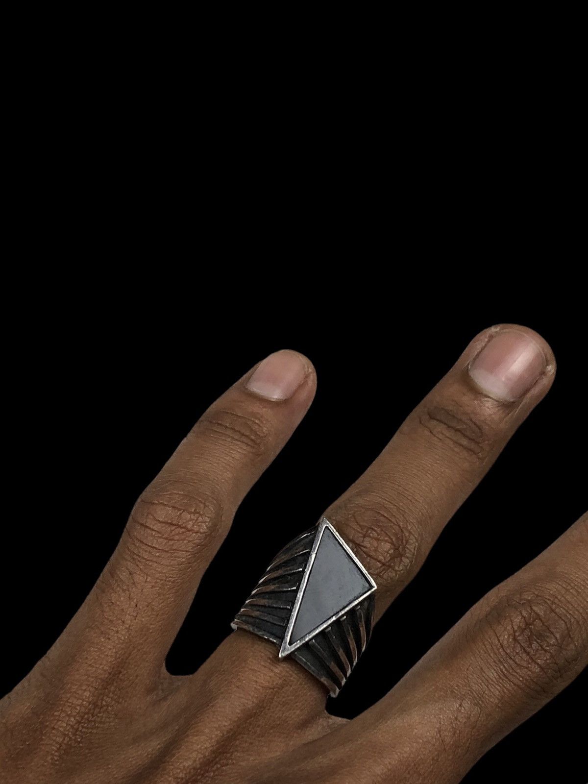 Jewelry Vintage Triangle Crystal Silver Ring Size ONE SIZE - 6 Thumbnail