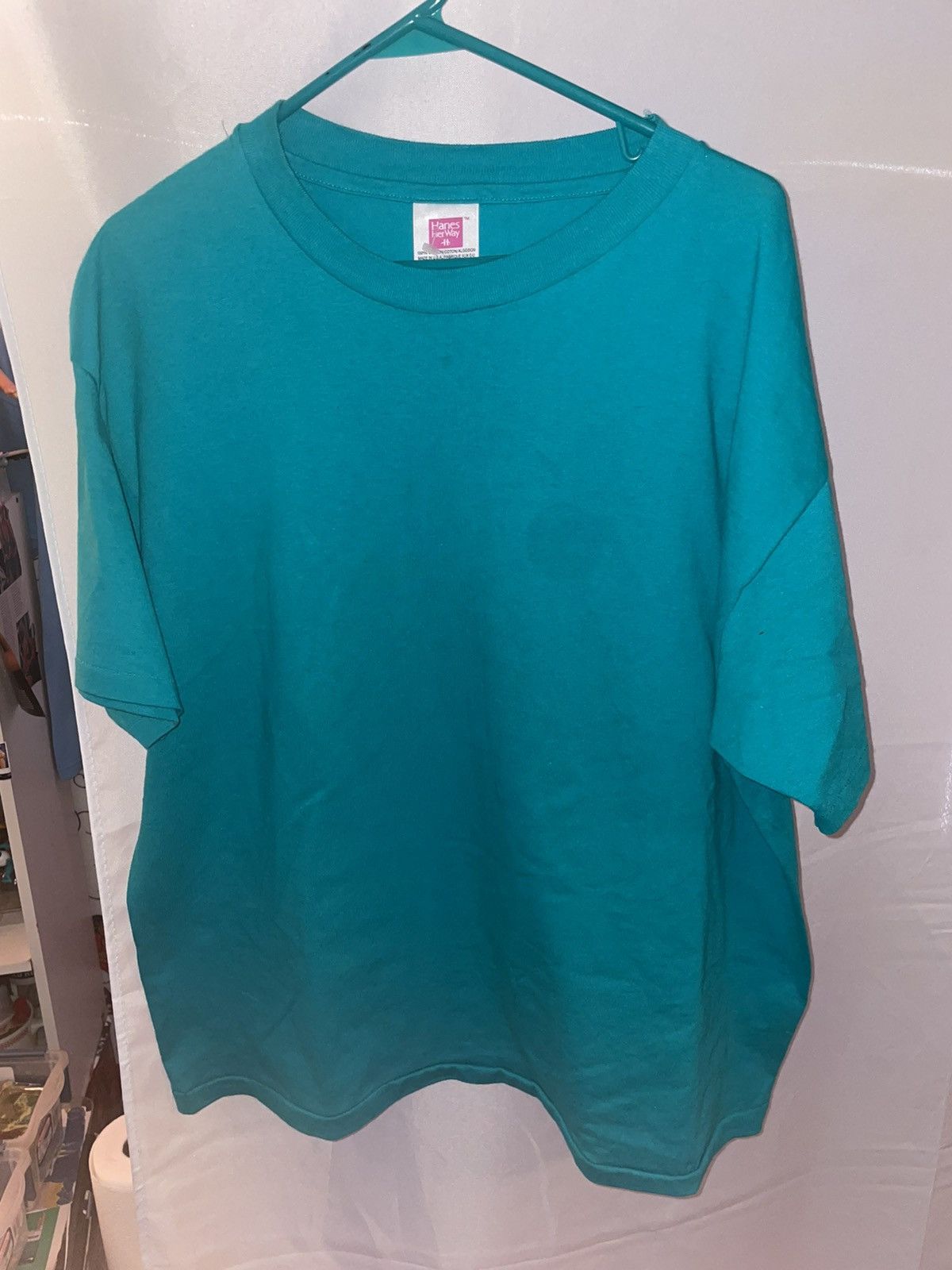 Hanes 90s Vintage Hanes Her Way Made in USA Blank Single Stitch Size US L / EU 52-54 / 3 - 1 Thumbnail