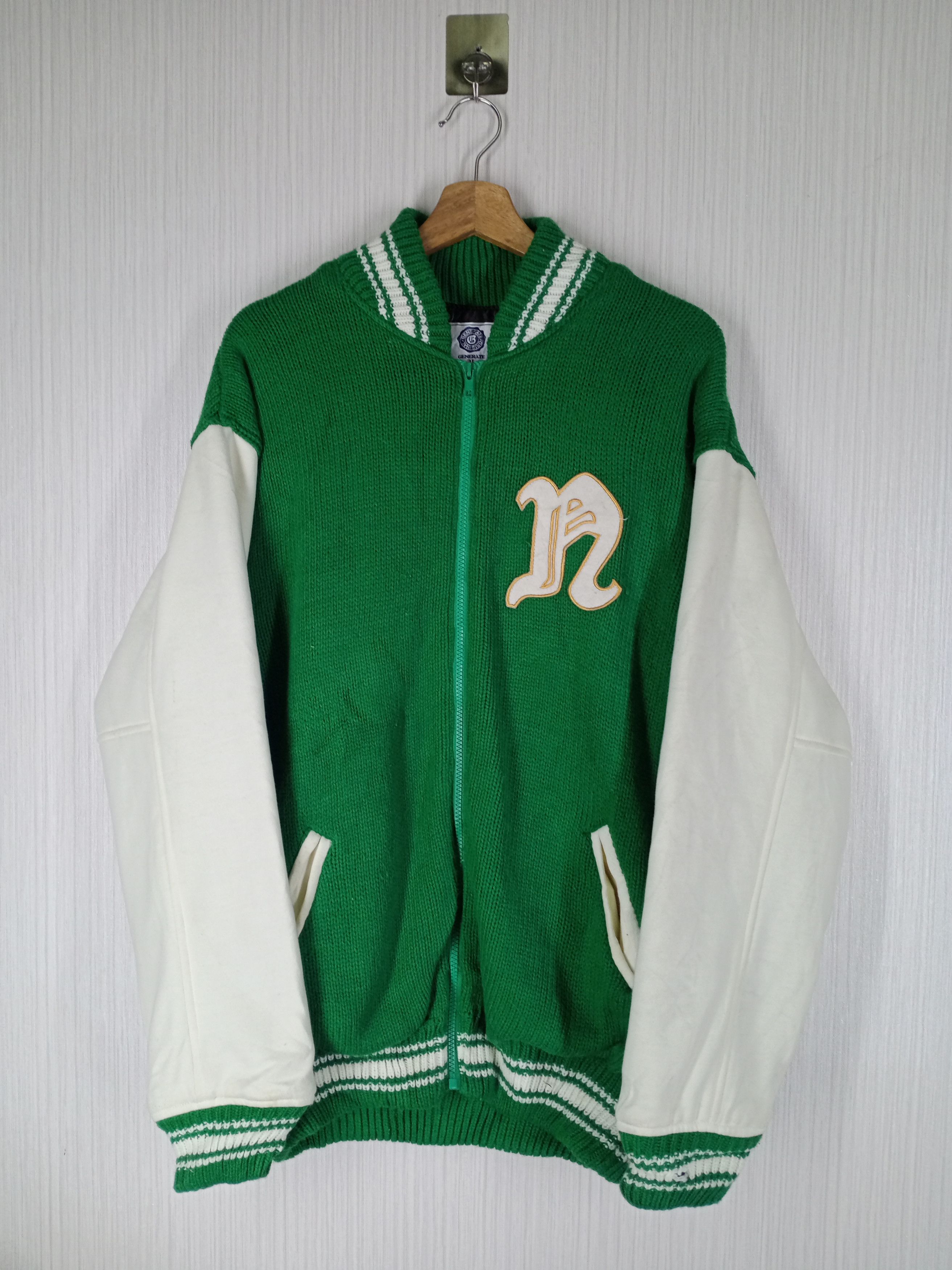 Japanese Brand NATIVE EAGLE BY GENERATE KNIT VARSITY JACKET Size US XL / EU 56 / 4 - 2 Thumbnail