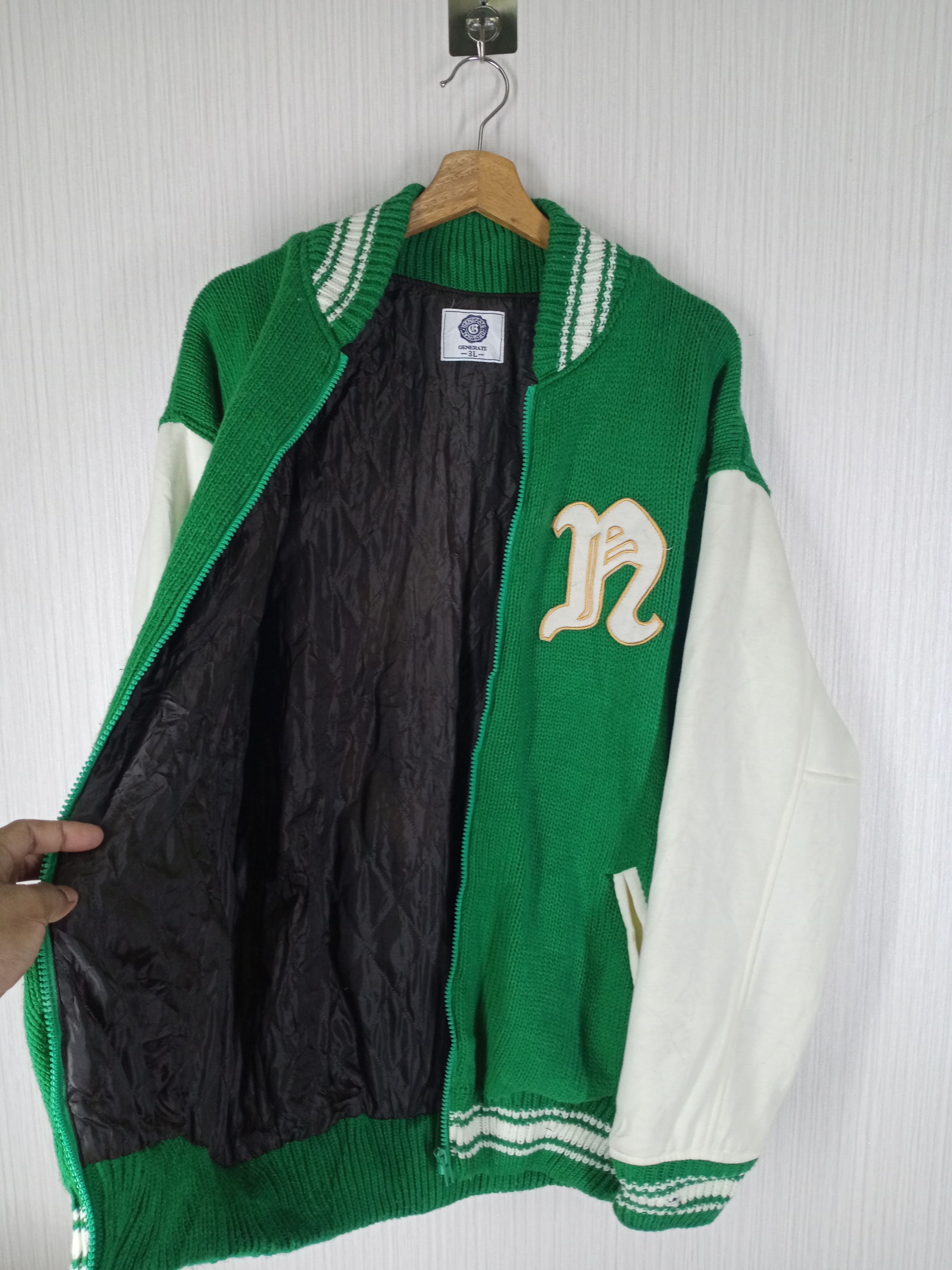Japanese Brand NATIVE EAGLE BY GENERATE KNIT VARSITY JACKET Size US XL / EU 56 / 4 - 6 Thumbnail