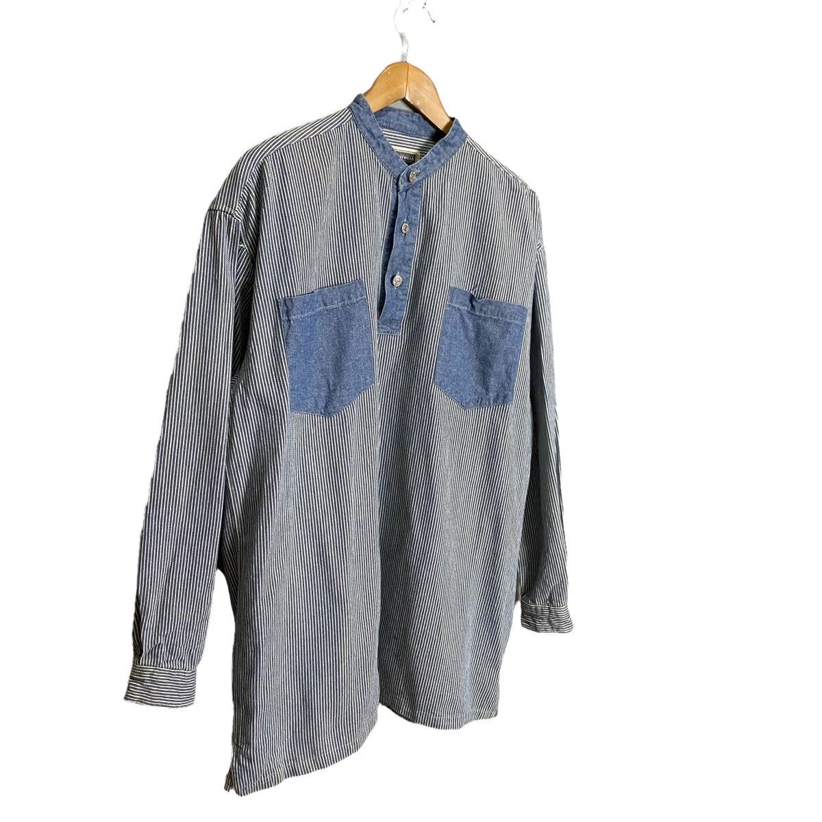 Japanese Brand vintage hickori henley shirt double pocket Size US L / EU 52-54 / 3 - 4 Thumbnail