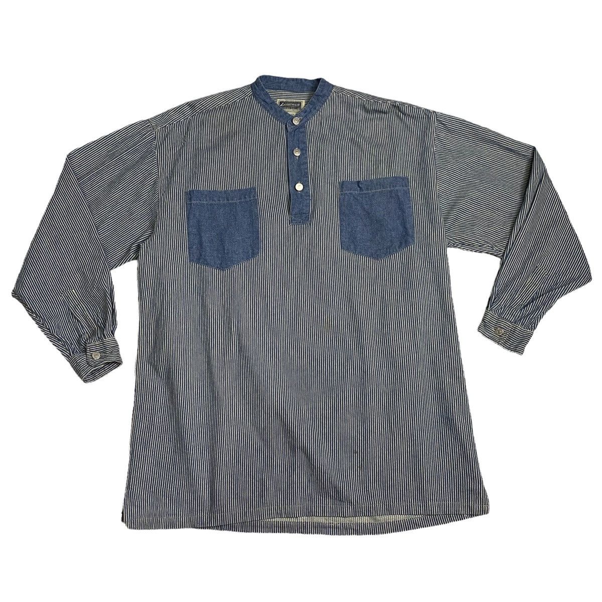 Japanese Brand vintage hickori henley shirt double pocket Size US L / EU 52-54 / 3 - 5 Thumbnail