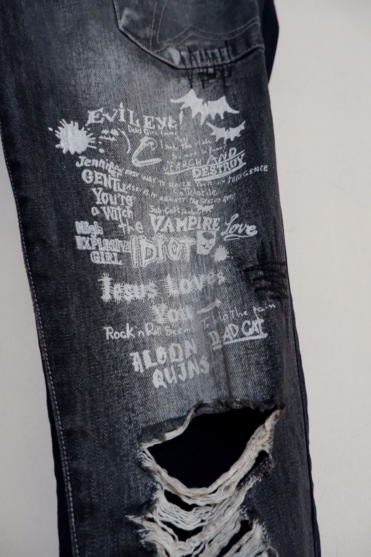 20471120 Y2K ALGONSQUINS Poem Distressed Jeans Size US 30 / EU 46 - 4 Thumbnail