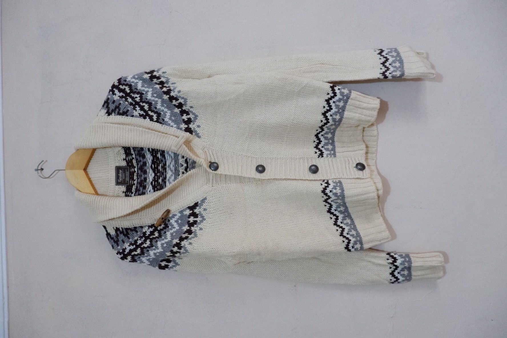 image of Cardigan x Hysteric Glamour Vintage Gembony Cowichan Wool Knitwear Button in Ivory (Size Medium)