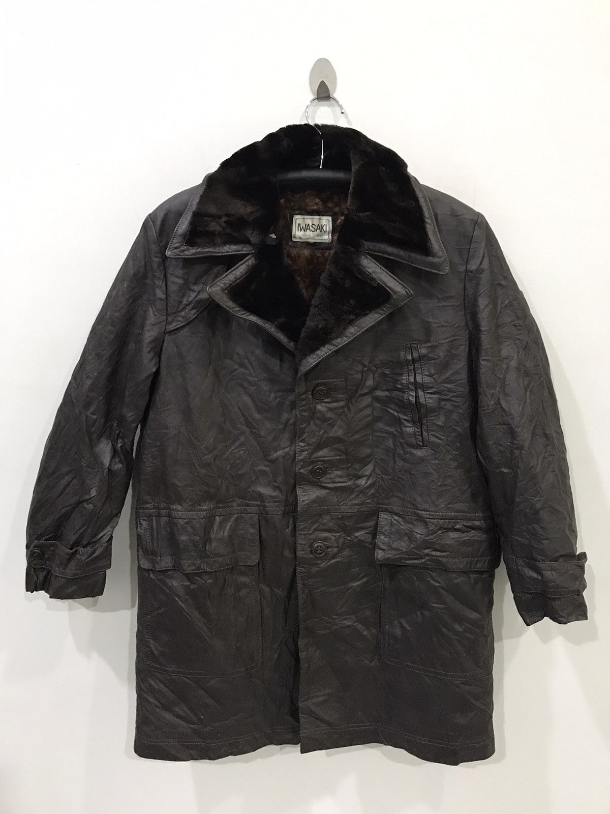 IWASAKI Japan Fur Leather Overcoat
