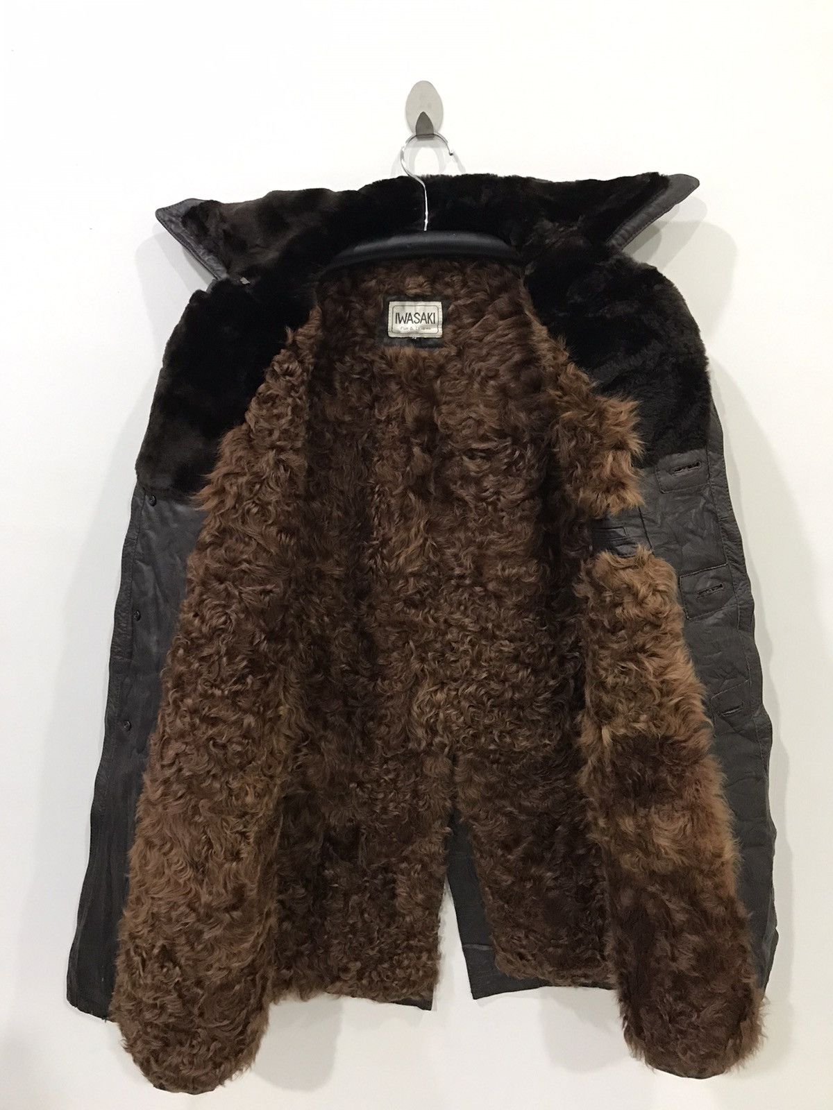 IWASAKI Japan Fur Leather Overcoat