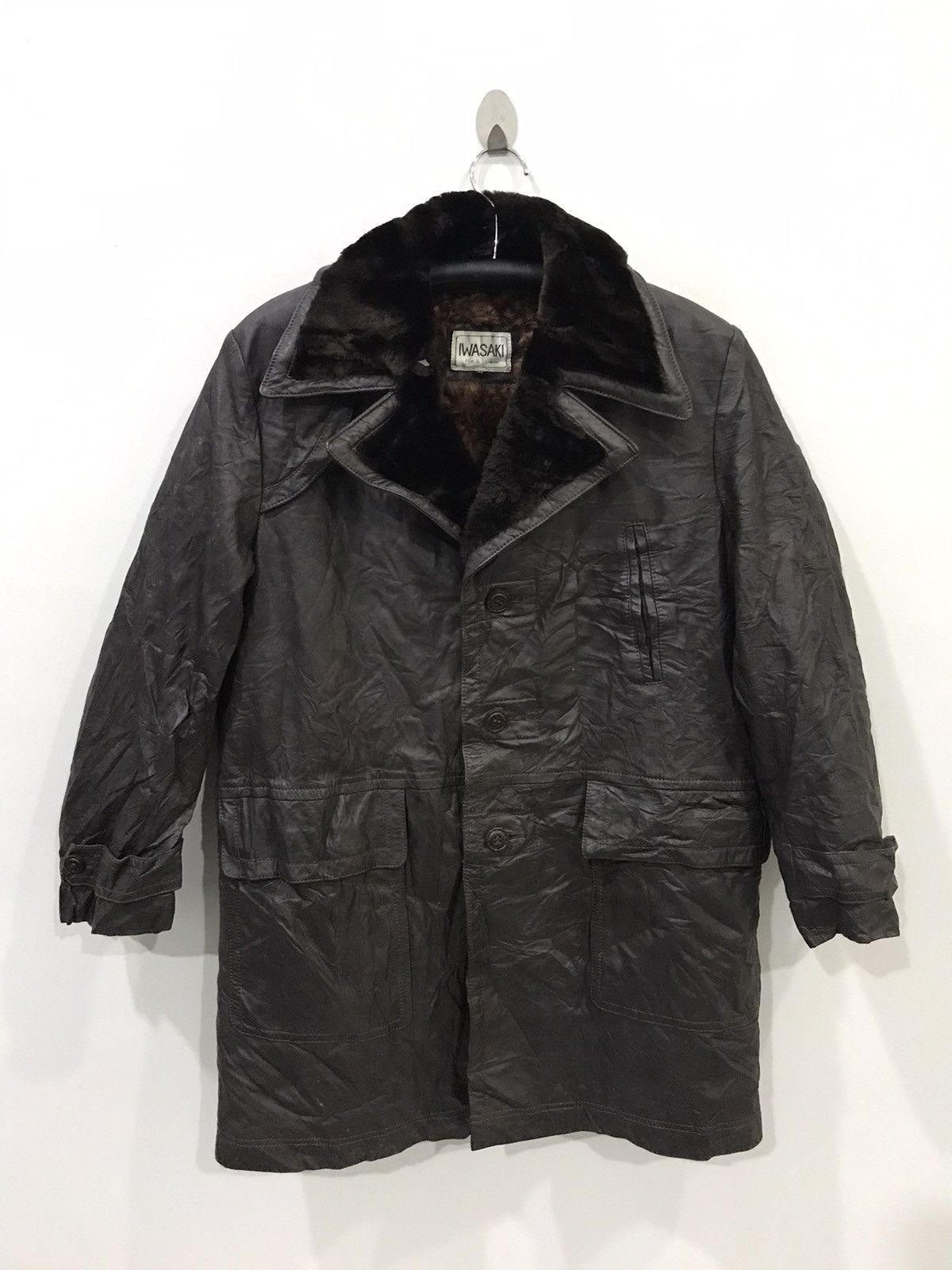 IWASAKI Japan Fur Leather Overcoat
