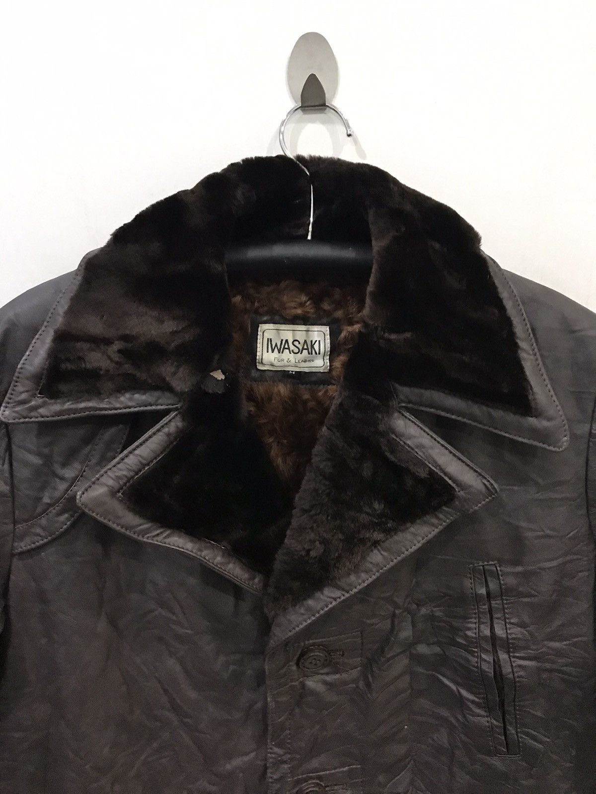 IWASAKI Japan Fur Leather Overcoat