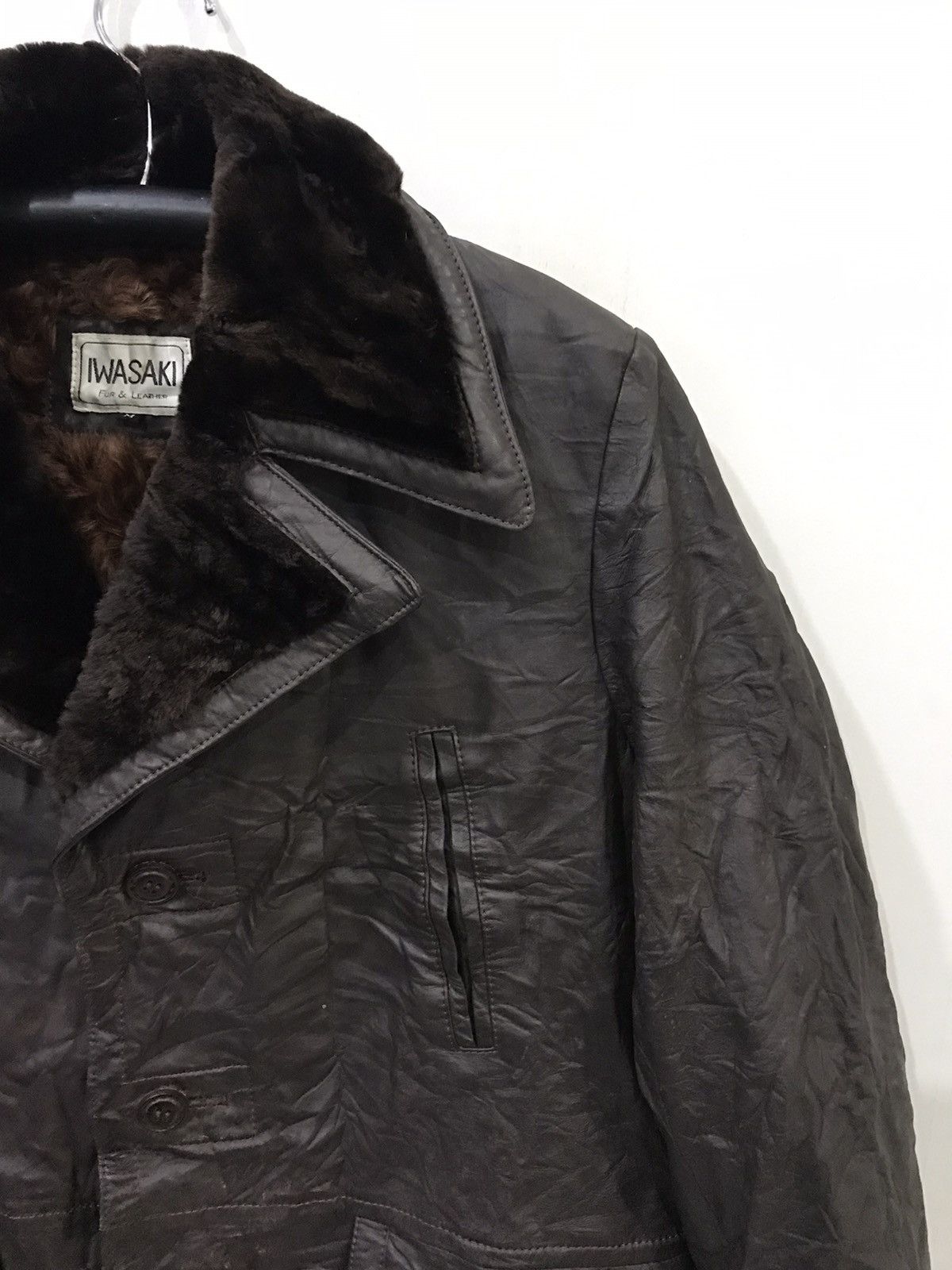 IWASAKI Japan Fur Leather Overcoat