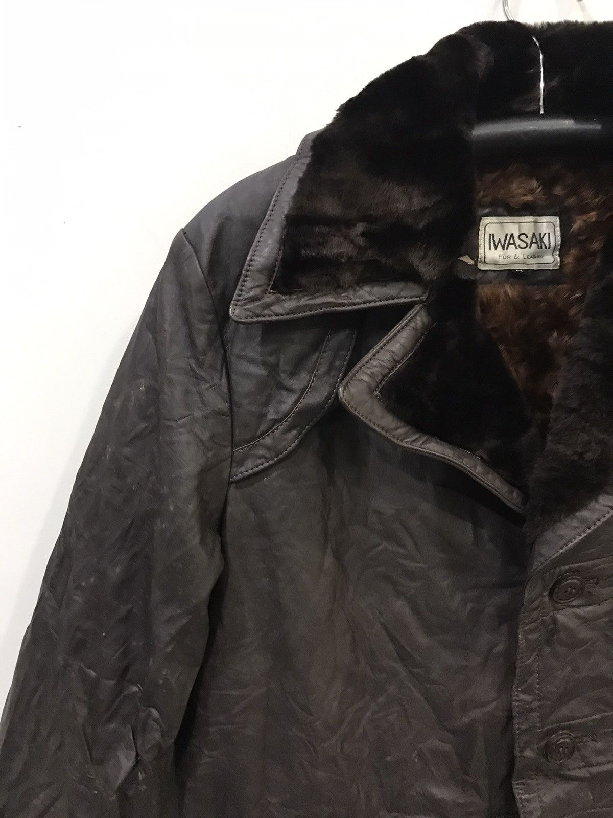 IWASAKI Japan Fur Leather Overcoat