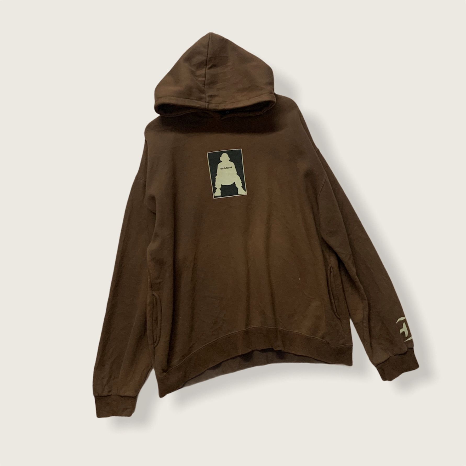 Japanese Brand S.A.G.H Brand Hooded Brown Sweatshirt Large Size Size US L / EU 52-54 / 3 - 1 Thumbnail