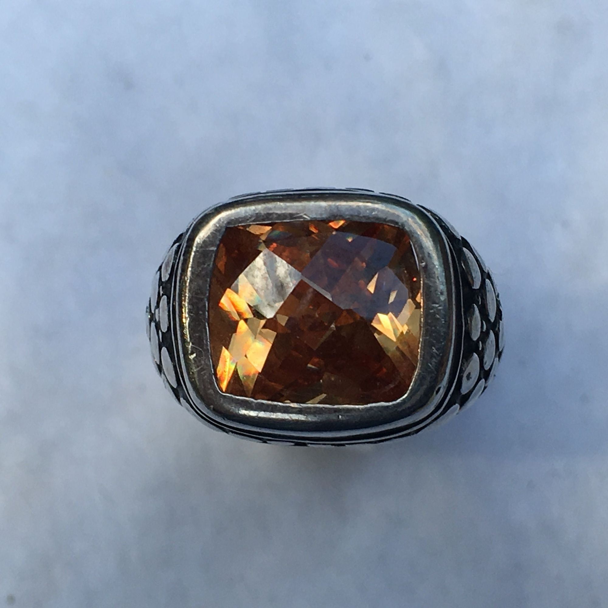 Sterling Silver Sterling Silver Citrine Radiant Cut Gemstone Ring, Sz 5 3/4 Size ONE SIZE - 6 Thumbnail
