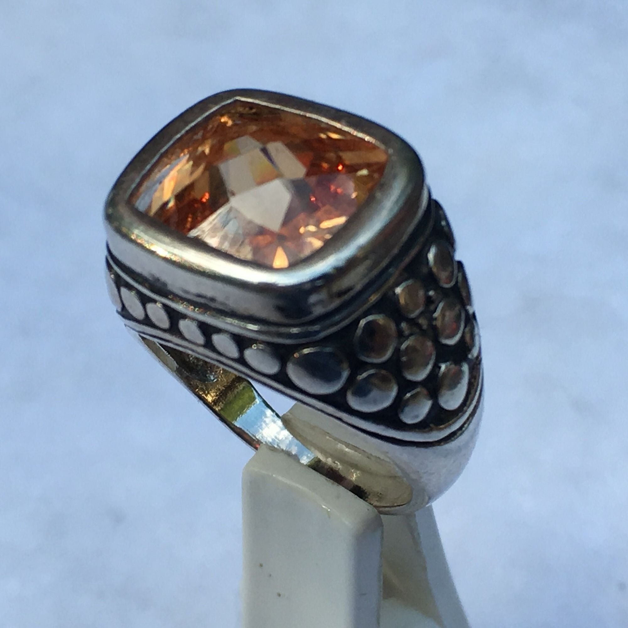 Sterling Silver Sterling Silver Citrine Radiant Cut Gemstone Ring, Sz 5 3/4 Size ONE SIZE - 1 Preview