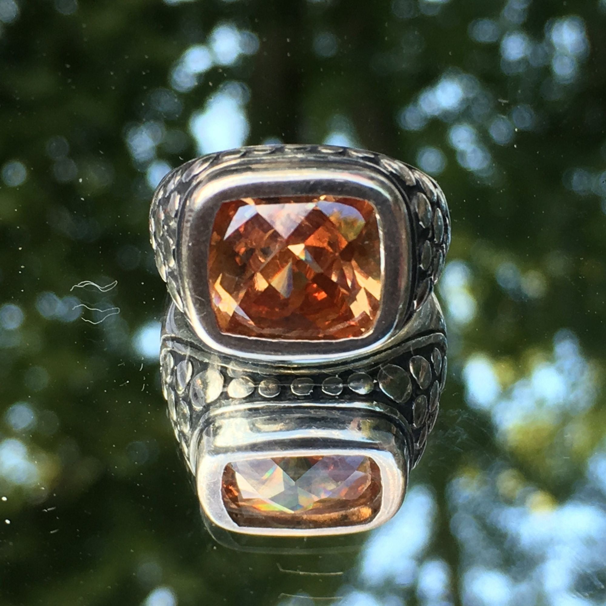 Sterling Silver Sterling Silver Citrine Radiant Cut Gemstone Ring, Sz 5 3/4 Size ONE SIZE - 8 Thumbnail