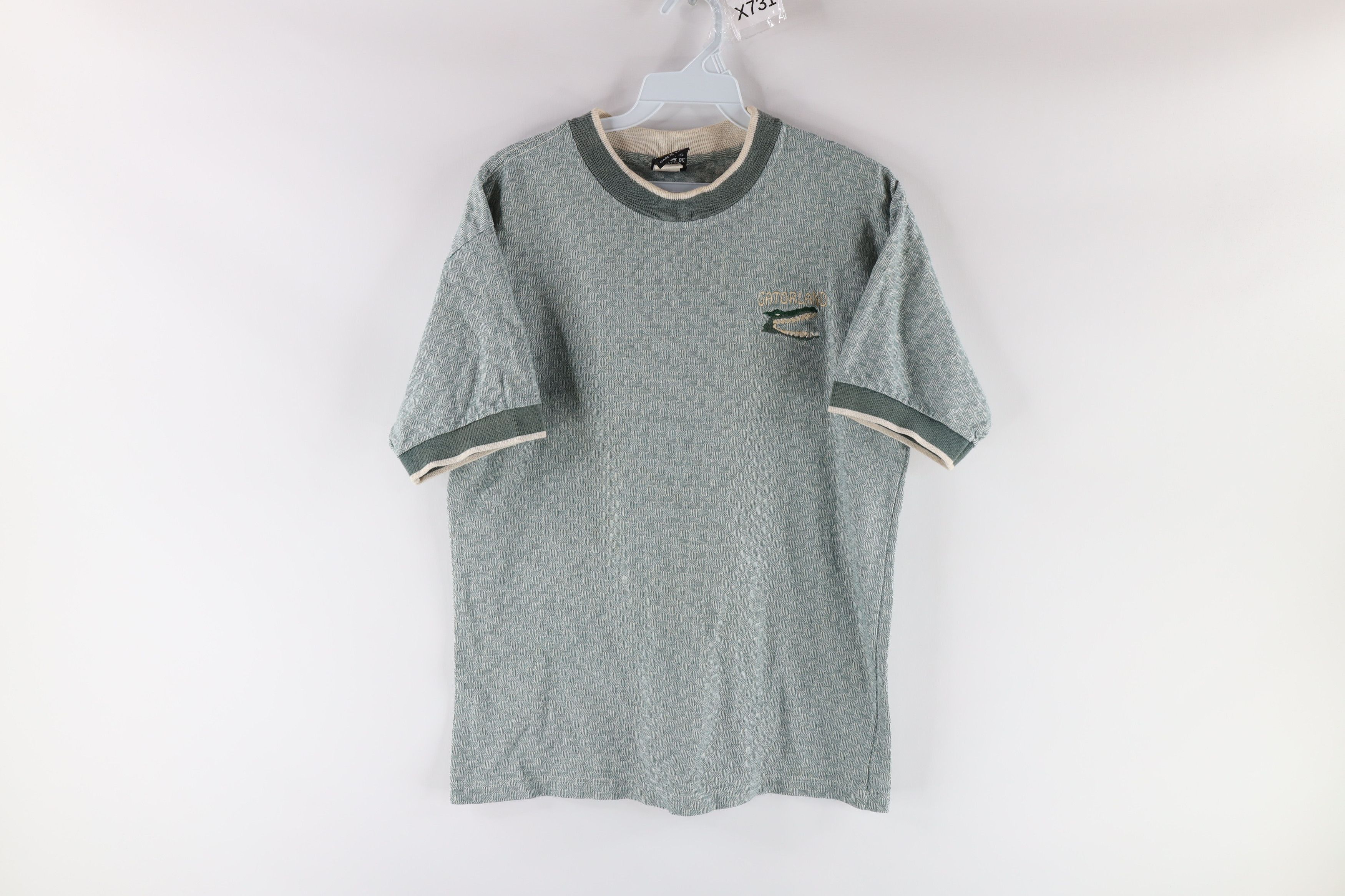 Vintage 90s Streetwear Gatorland Ringer T-Shirt USA Green - Tops