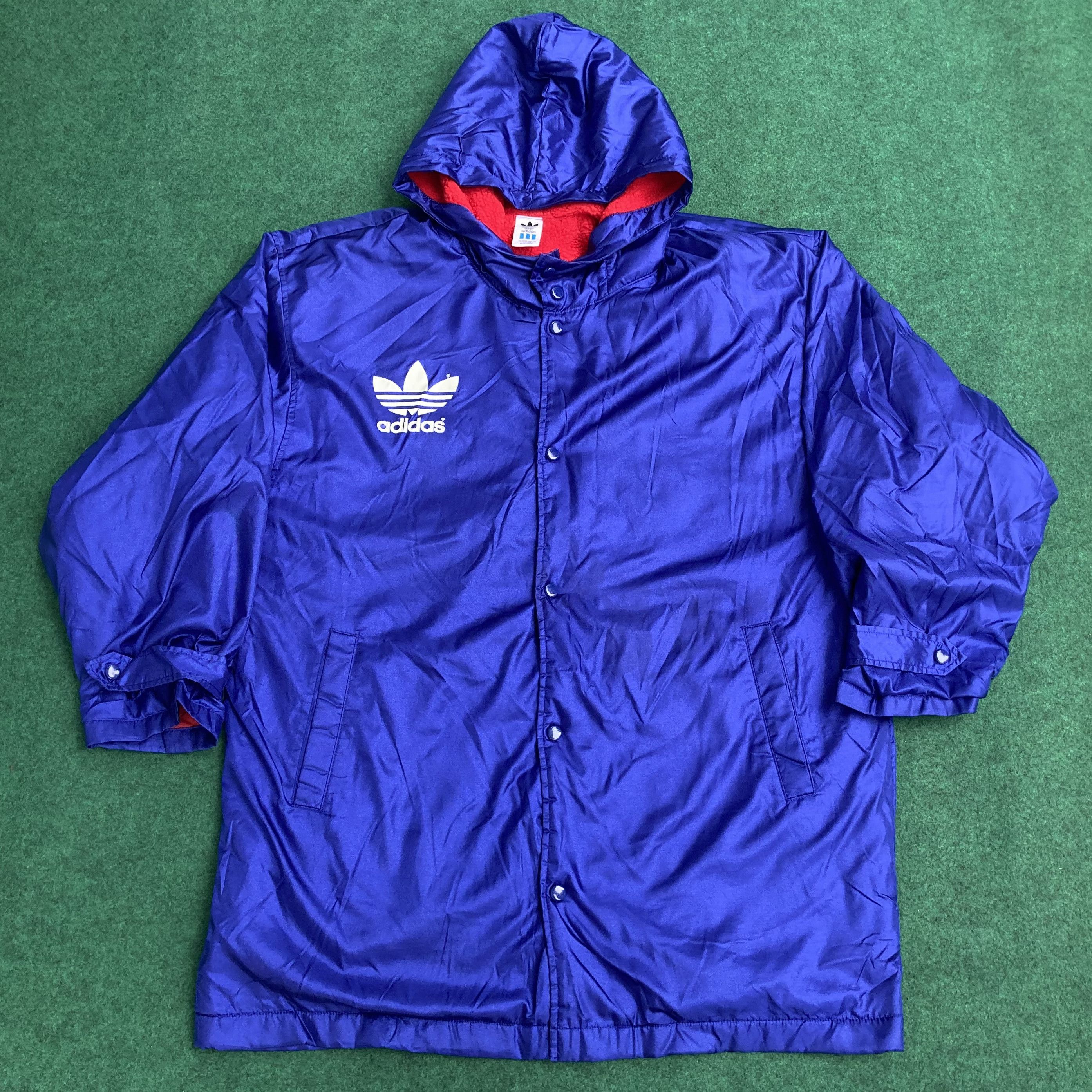 Adidas × Vintage Vtg Adidas Stripe Button Big Logo Long Jacket Sweater Size US XL / EU 56 / 4 - 1 Thumbnail