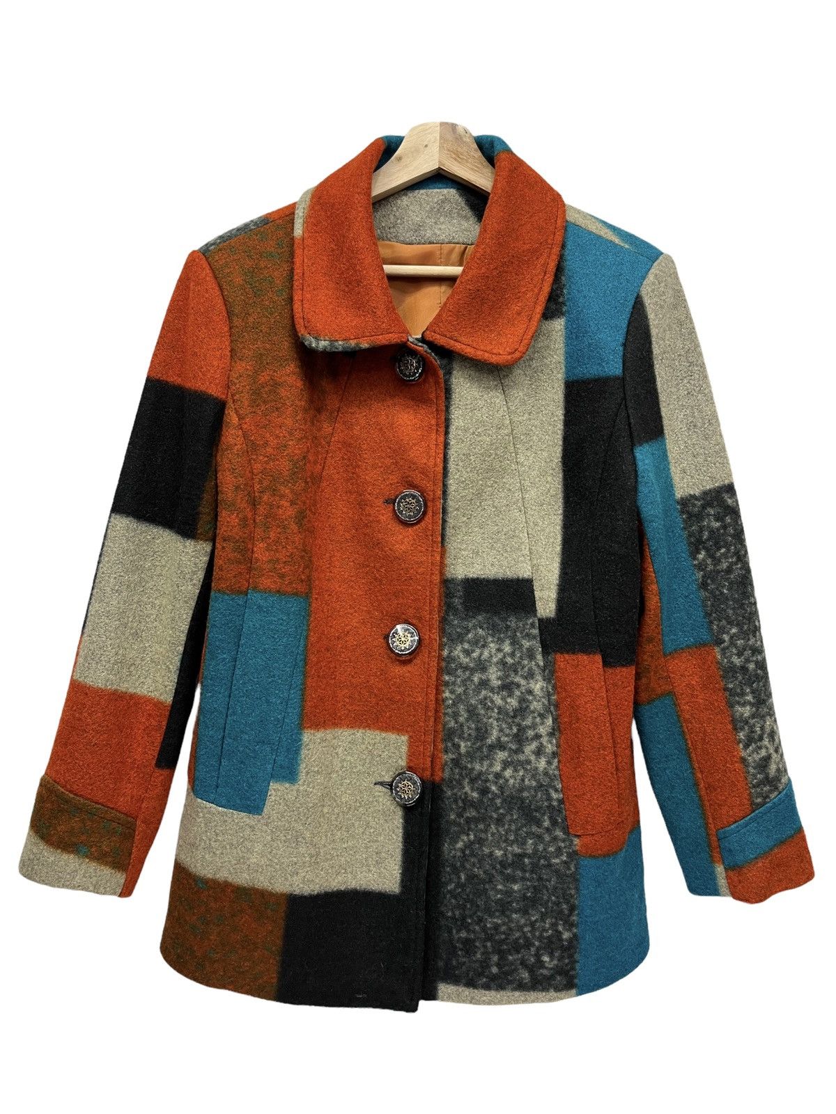 20471120 🔥COKETT Faux Wool Color Block Patchwork Printed Blazer Size US S / EU 44-46 / 1 - 2 Thumbnail