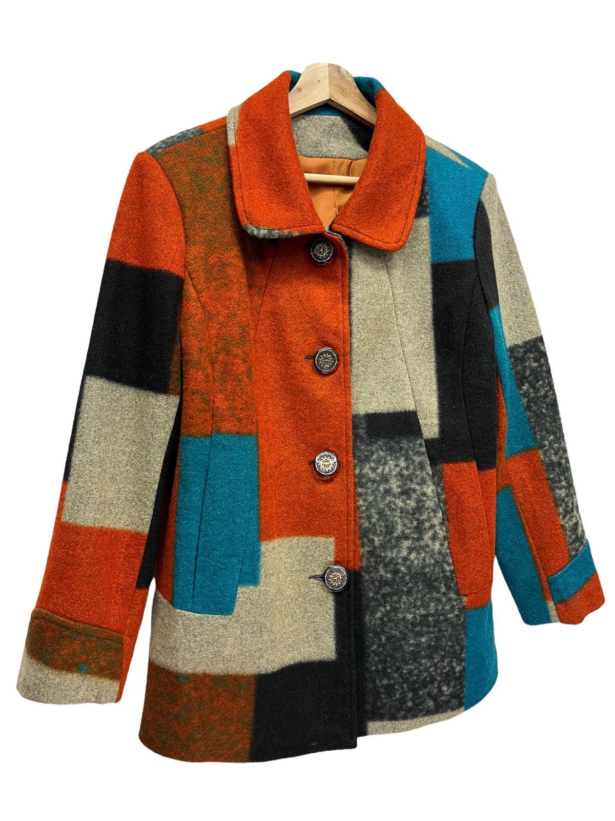 20471120 🔥COKETT Faux Wool Color Block Patchwork Printed Blazer Size US S / EU 44-46 / 1 - 3 Thumbnail