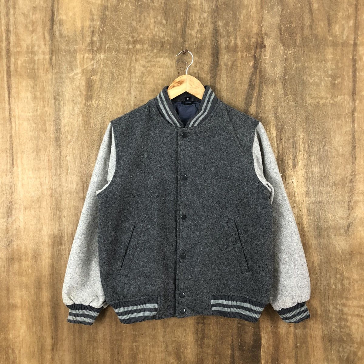 Japanese Brand JAPANESE BRAND GREY WOOL VARSITY JACKET #1883 Size US M / EU 48-50 / 2 - 1 Thumbnail