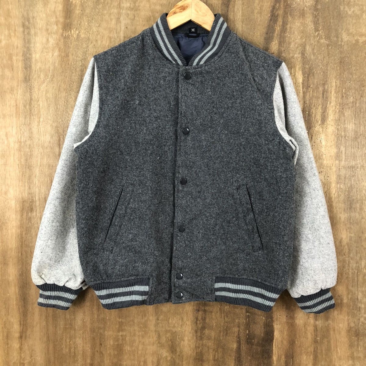 Japanese Brand JAPANESE BRAND GREY WOOL VARSITY JACKET #1883 Size US M / EU 48-50 / 2 - 3 Thumbnail