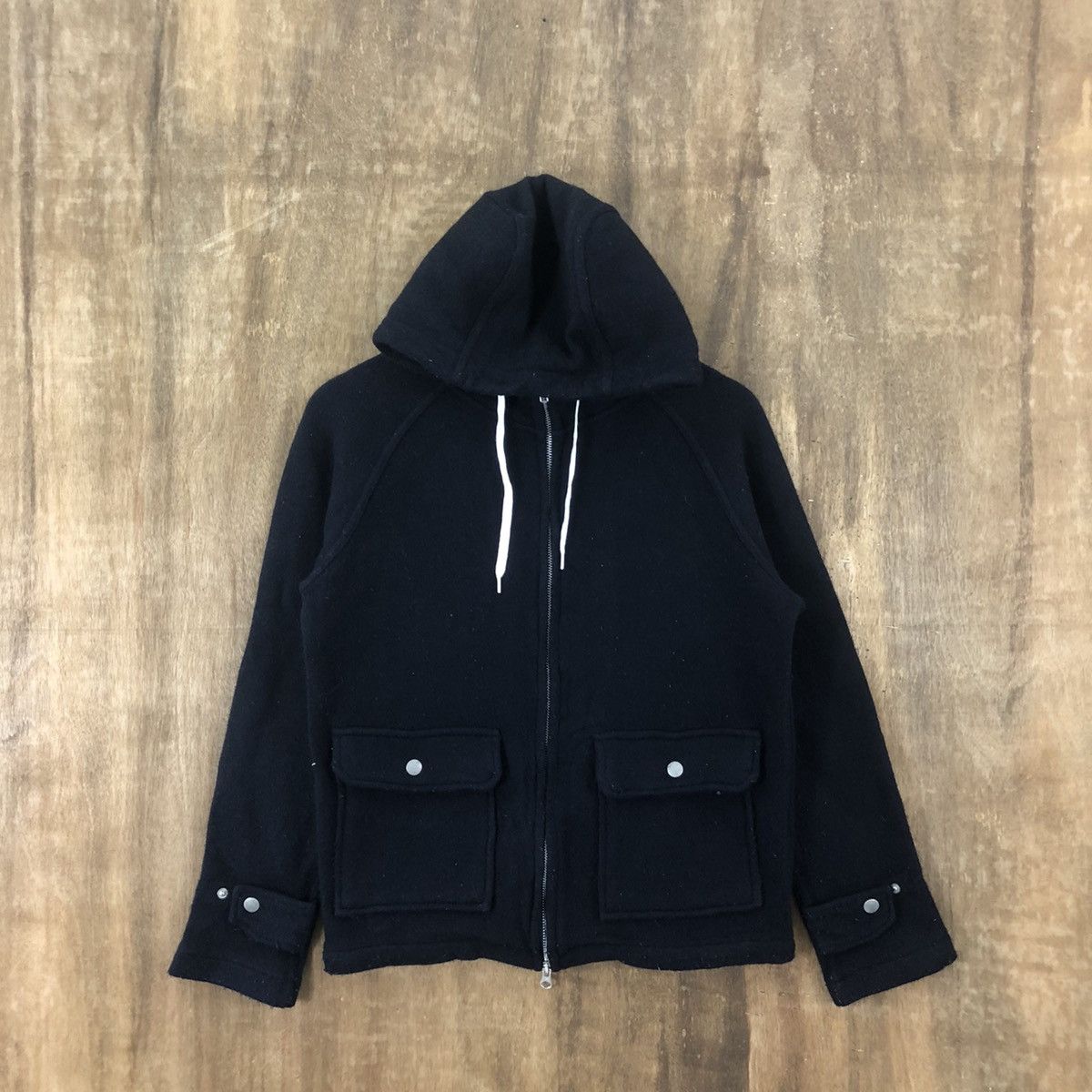 image of Vintage Fork & Spoon Dark Blue Sweater Hooded 011, Men's (Size Medium)