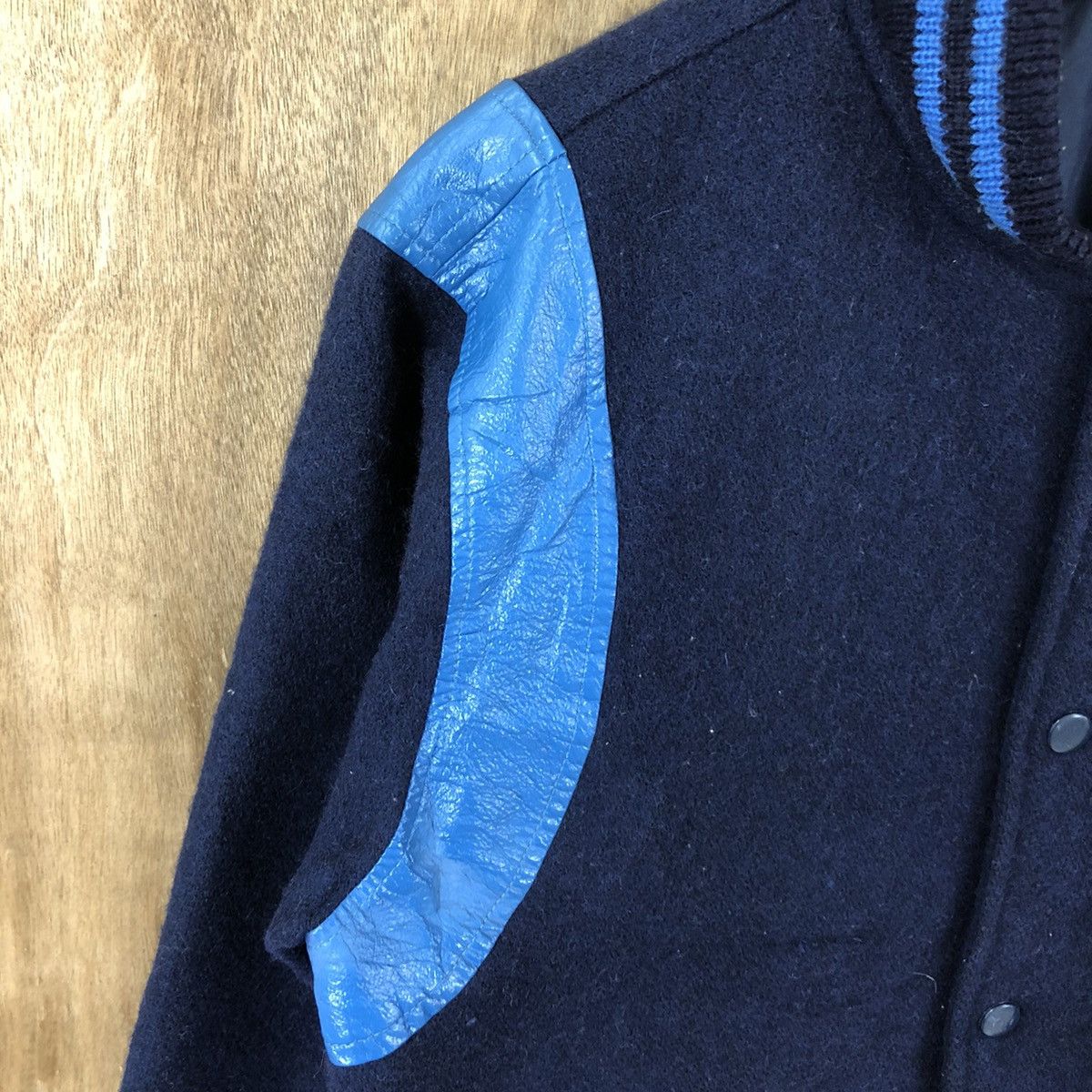 Japanese Brand JAPANESE DARK BLUE WOOL VARSITY JACKET #1880 Size US L / EU 52-54 / 3 - 4 Thumbnail