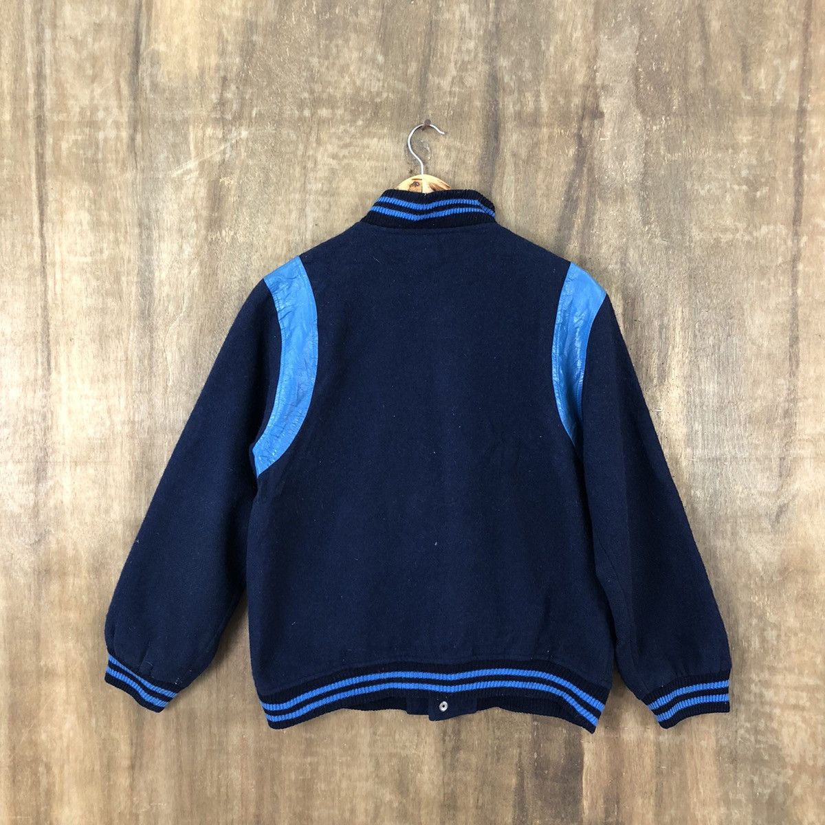 Japanese Brand JAPANESE DARK BLUE WOOL VARSITY JACKET #1880 Size US L / EU 52-54 / 3 - 10 Thumbnail