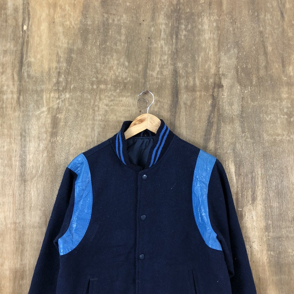 Japanese Brand JAPANESE DARK BLUE WOOL VARSITY JACKET #1880 Size US L / EU 52-54 / 3 - 2 Thumbnail