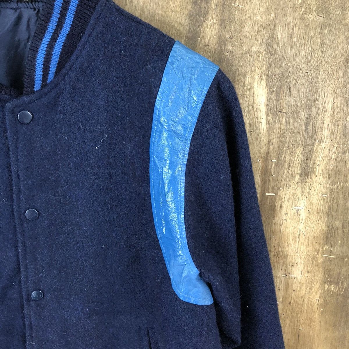 Japanese Brand JAPANESE DARK BLUE WOOL VARSITY JACKET #1880 Size US L / EU 52-54 / 3 - 5 Thumbnail
