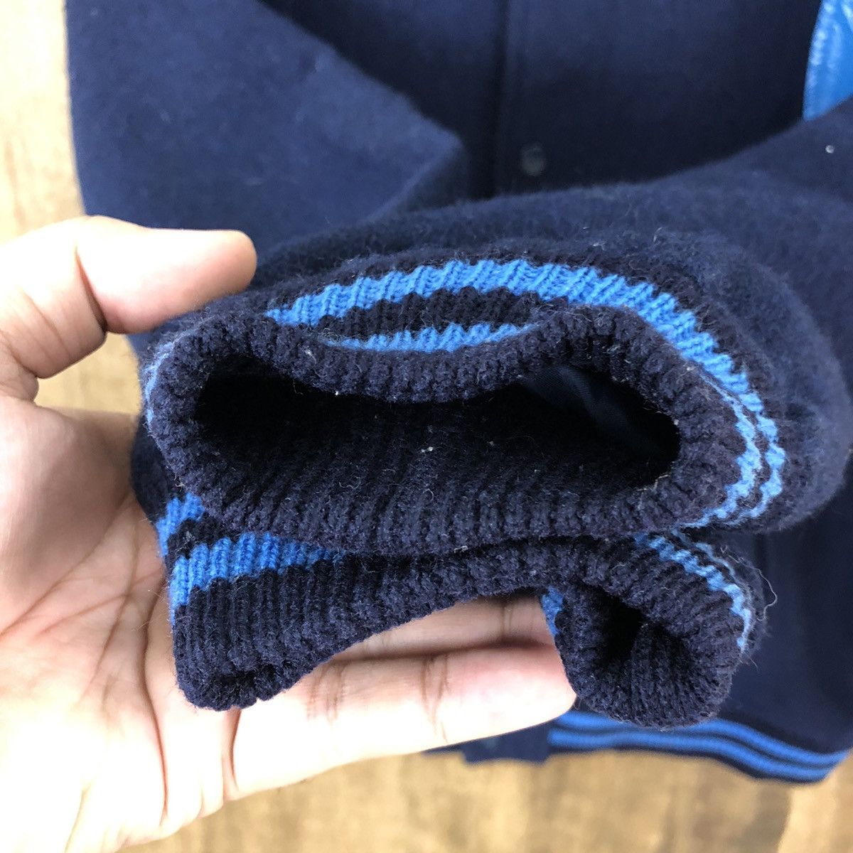 Japanese Brand JAPANESE DARK BLUE WOOL VARSITY JACKET #1880 Size US L / EU 52-54 / 3 - 6 Thumbnail