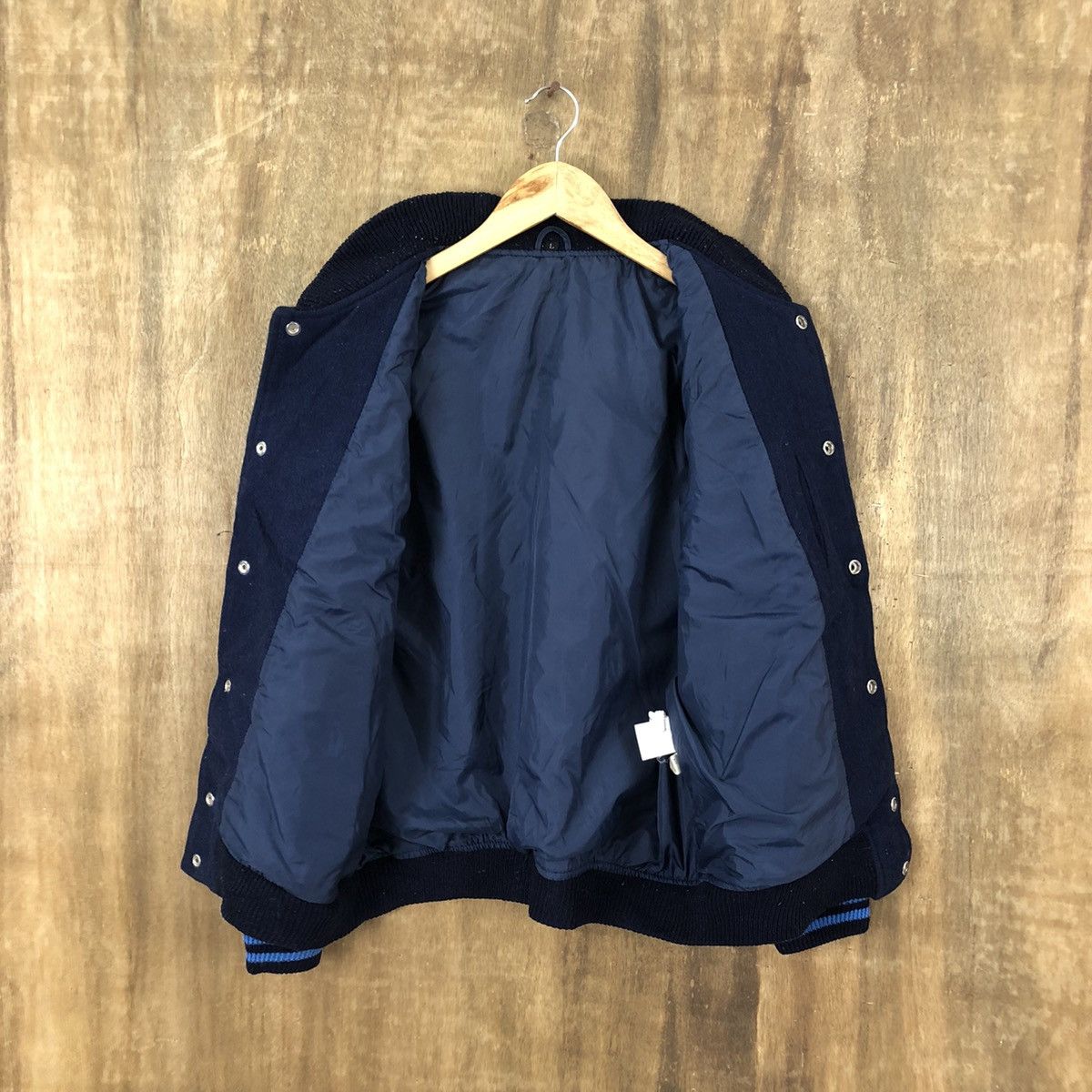 Japanese Brand JAPANESE DARK BLUE WOOL VARSITY JACKET #1880 Size US L / EU 52-54 / 3 - 9 Thumbnail