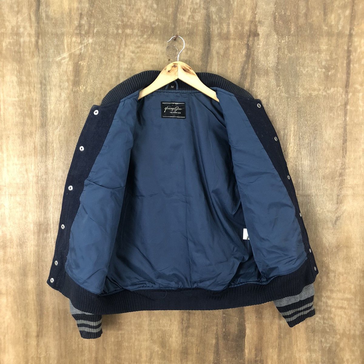 Japanese Brand × Vintage VINTAGE YOUNG JAC DARK BLUE WOOL VARSITY JACKET #1862 Size US M / EU 48-50 / 2 - 5 Thumbnail