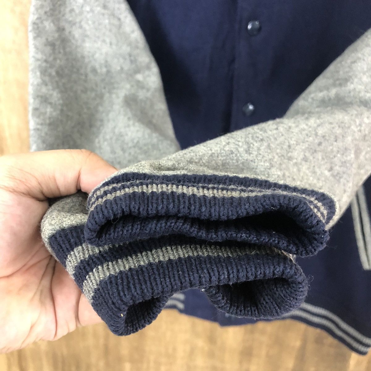 Japanese Brand R&L DARK BLUE WOOL VARSITY JACKET #1875 Size US M / EU 48-50 / 2 - 4 Thumbnail