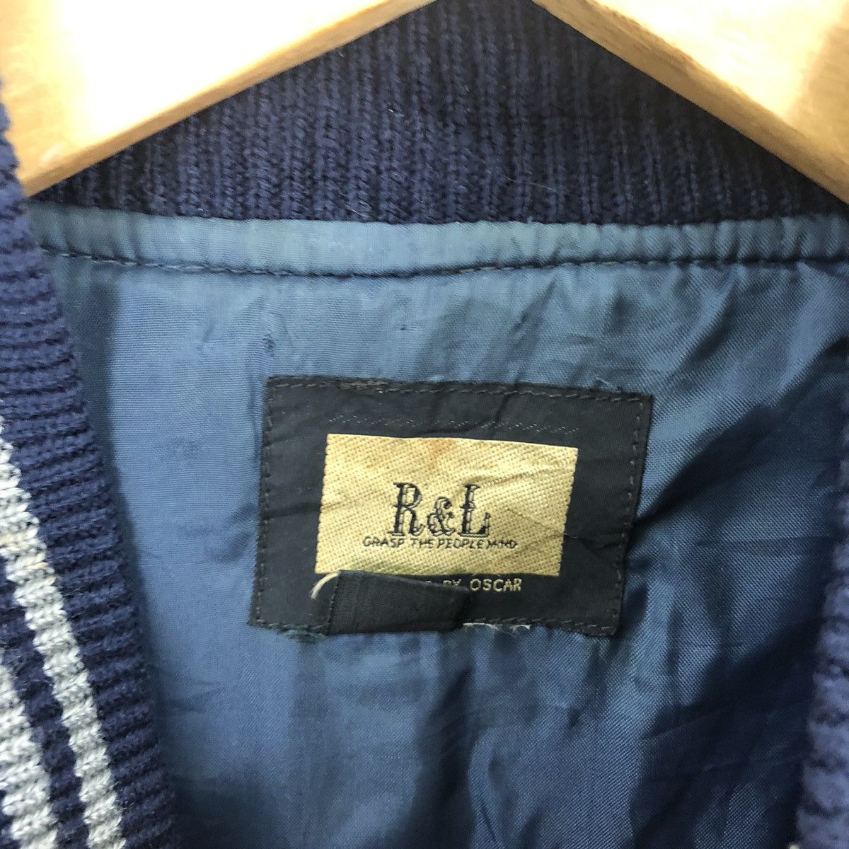Japanese Brand R&L DARK BLUE WOOL VARSITY JACKET #1875 Size US M / EU 48-50 / 2 - 5 Thumbnail
