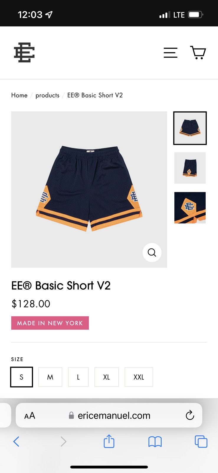 Eric Emanuel Navy/Orange EE Basic purchases Short V2 *Large*