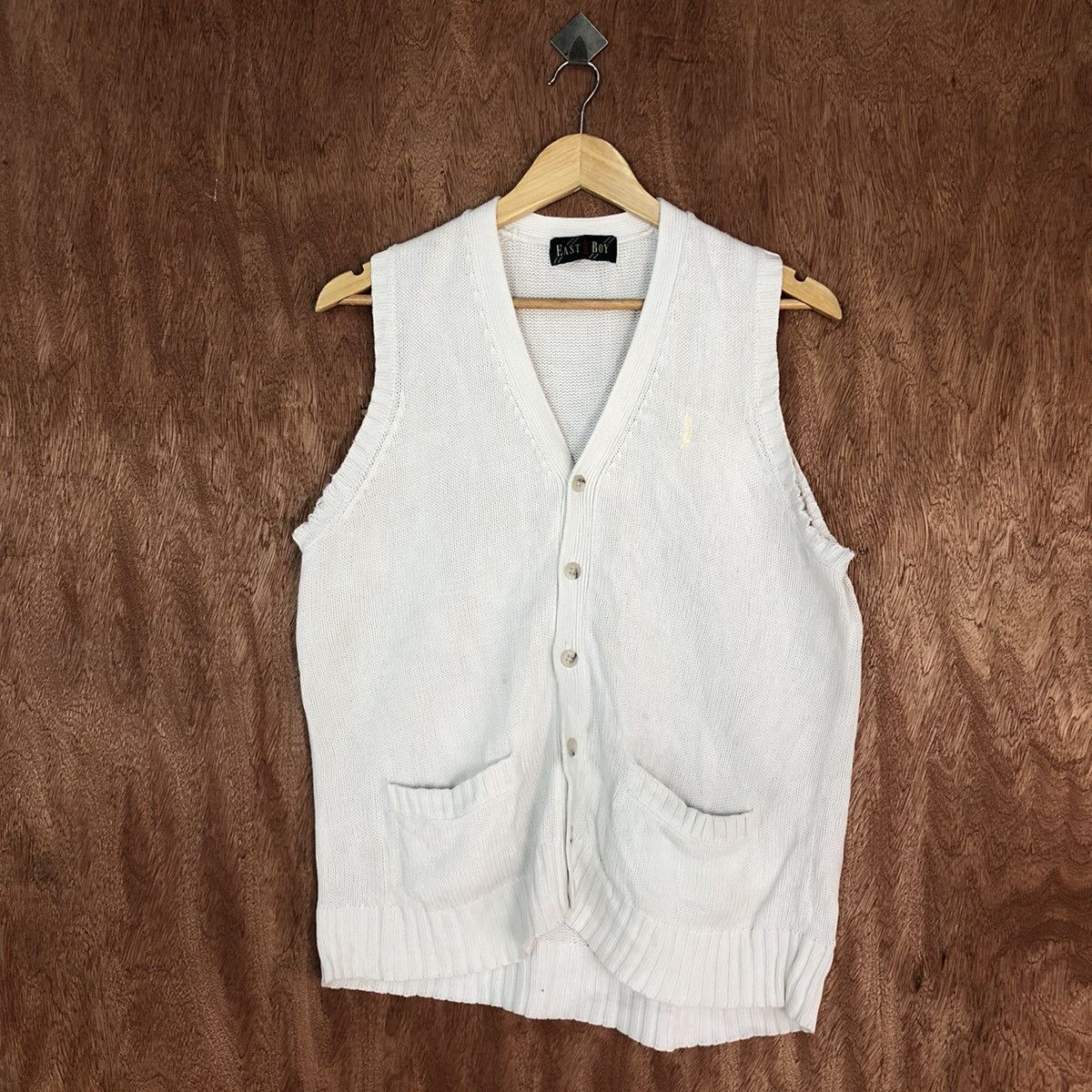 Homespun Knitwear East Boy White sleeve less Knit Vest #H386 Size US M / EU 48-50 / 2 - 3 Thumbnail