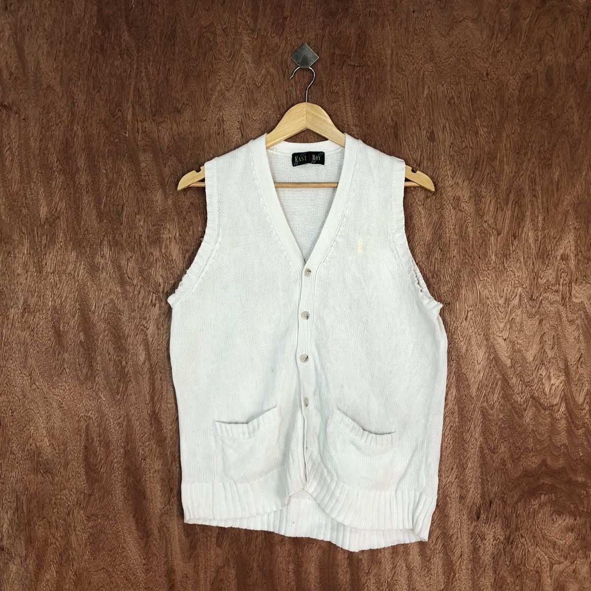 Homespun Knitwear East Boy White sleeve less Knit Vest #H386 Size US M / EU 48-50 / 2 - 1 Thumbnail