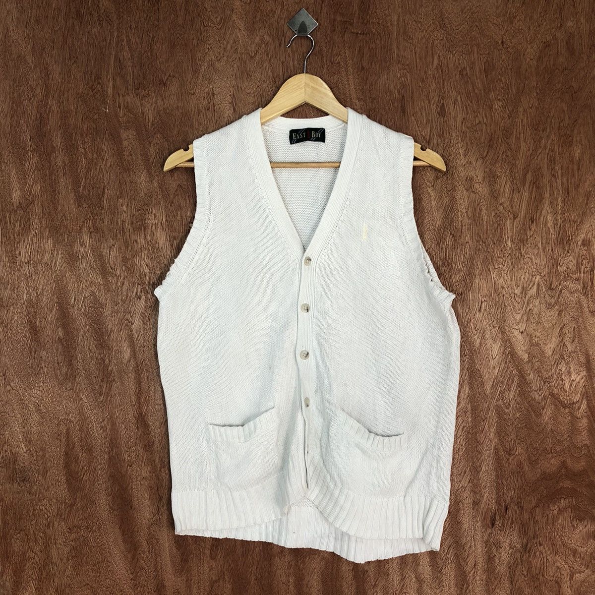 Homespun Knitwear East Boy White sleeve less Knit Vest #H386 Size US M / EU 48-50 / 2 - 6 Thumbnail