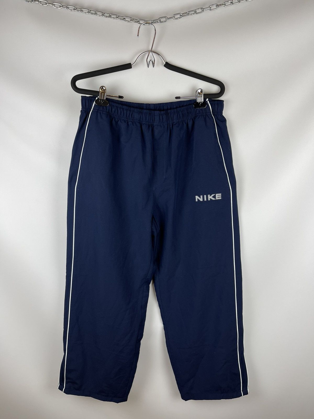 Nike Nike Vintage y2k navy double logo hype track pants Size US 34 / EU 50 - 1 Thumbnail