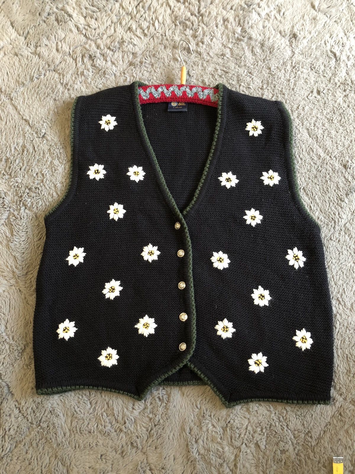 Vintage Floral Pattern beautiful 90s Wool Vest Large