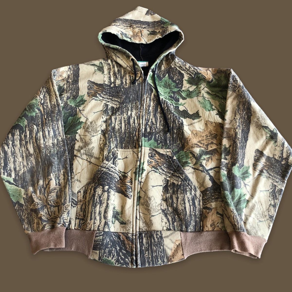 Vintage 90s real tree zip up hoodie/Camouflage/Outdoor L