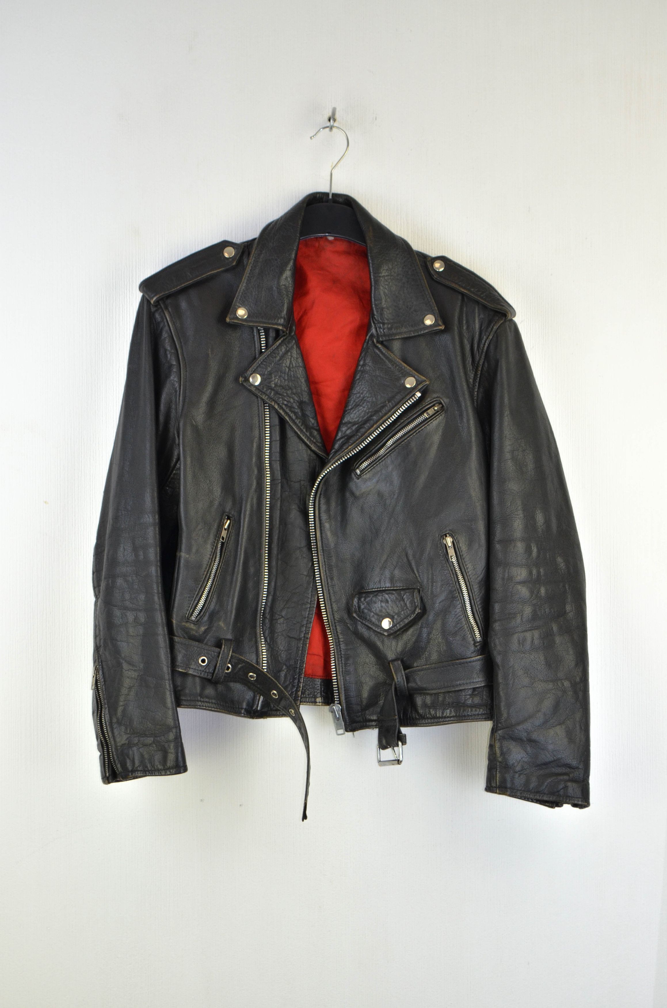 Vintage 80s 90s Moto Biker Leather Black Jacket 3112AC Size US M / EU 48-50 / 2 - 1 Thumbnail