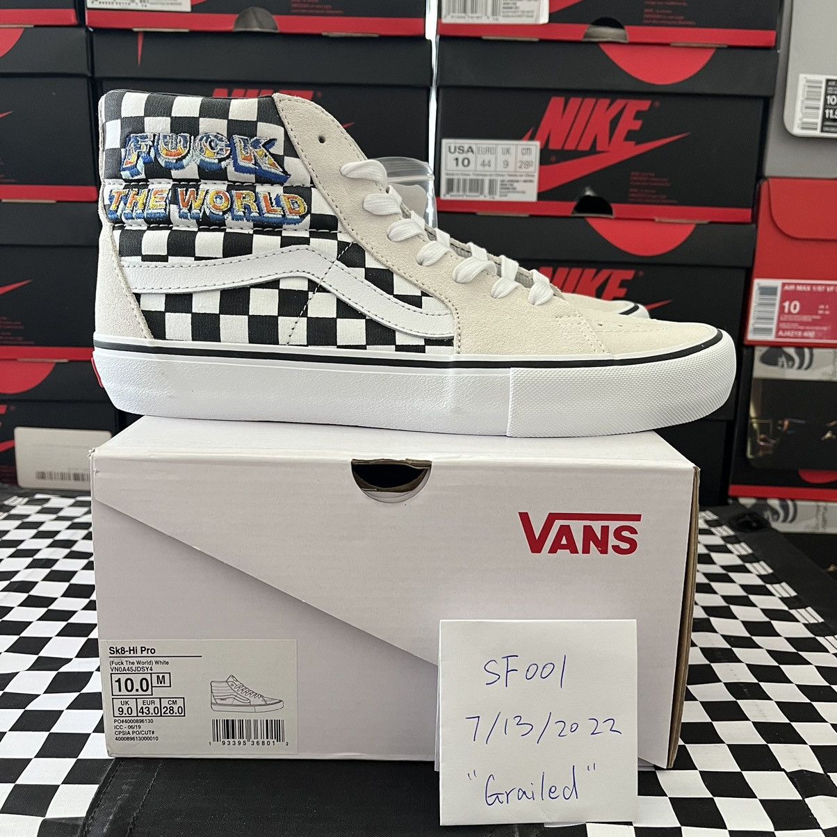 Supreme Supreme x Vans Sk8-Hi Fuck the World Checkerboard Size 10 | Grailed