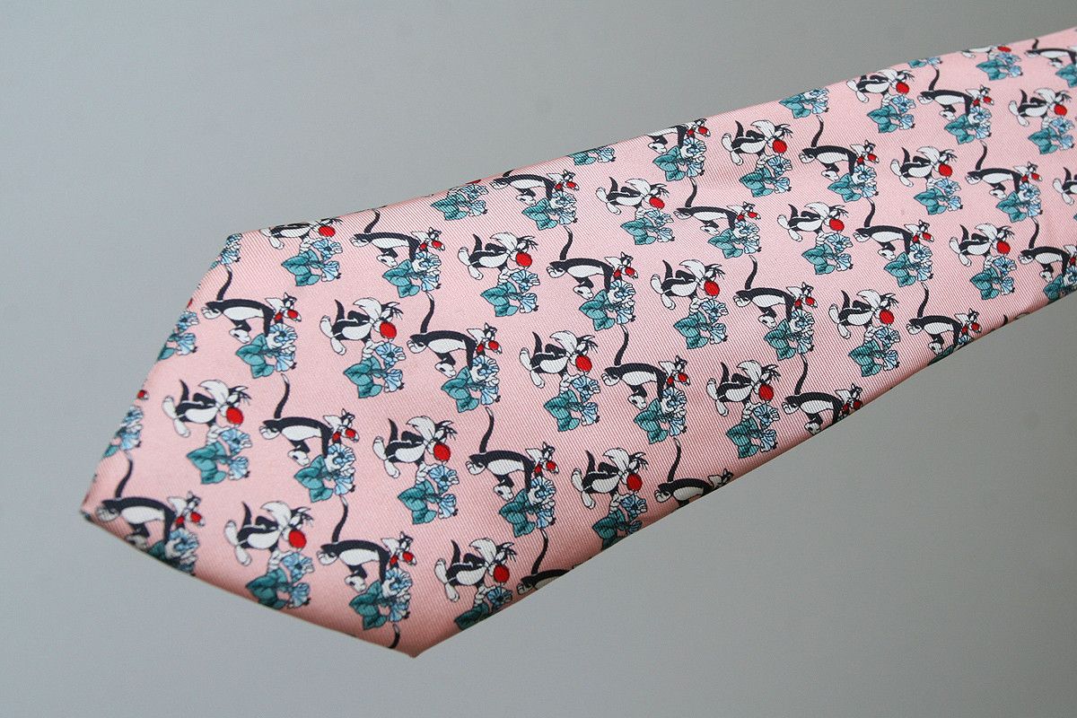 Warner Bros Looney Tunes Warner Bros 90s Vintage Silk Sylvester Cat Tie Size ONE SIZE - 4 Thumbnail