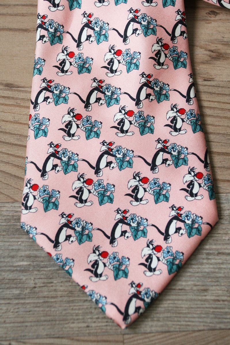 Warner Bros Looney Tunes Warner Bros 90s Vintage Silk Sylvester Cat Tie Size ONE SIZE - 1 Thumbnail