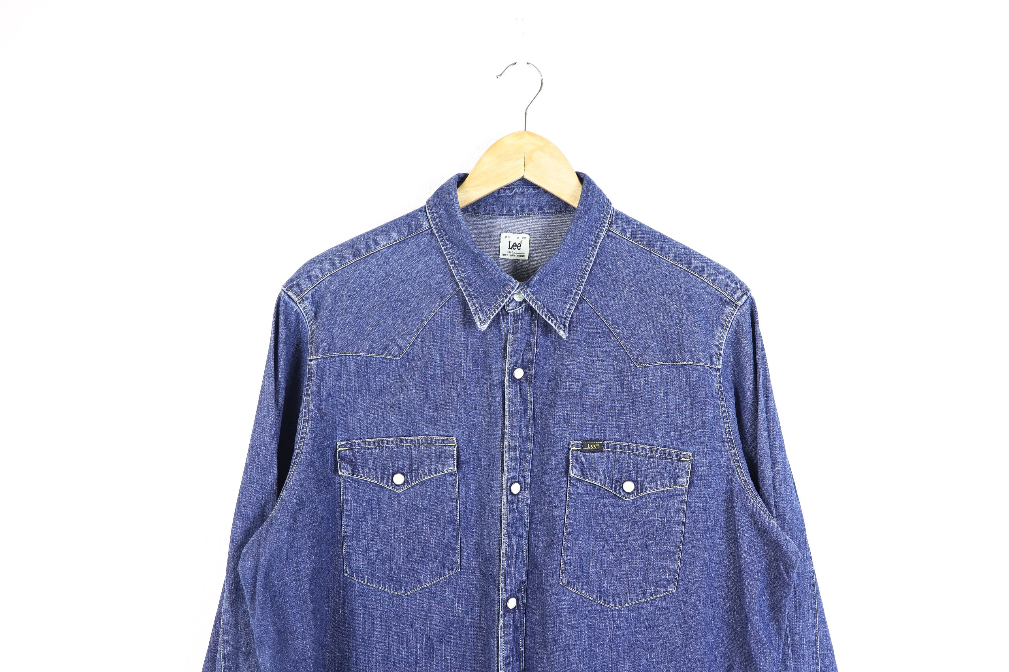 Lee × Vintage × Western Rise Vintage Lee Denim Jeans Western Shirt Size US XL / EU 56 / 4 - 2 Thumbnail