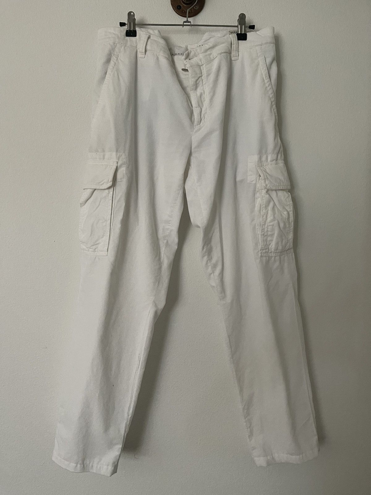 image of Brunello Cucinelli Lightweight Corduroy Cargo Pants in White, Men's (Size 36)